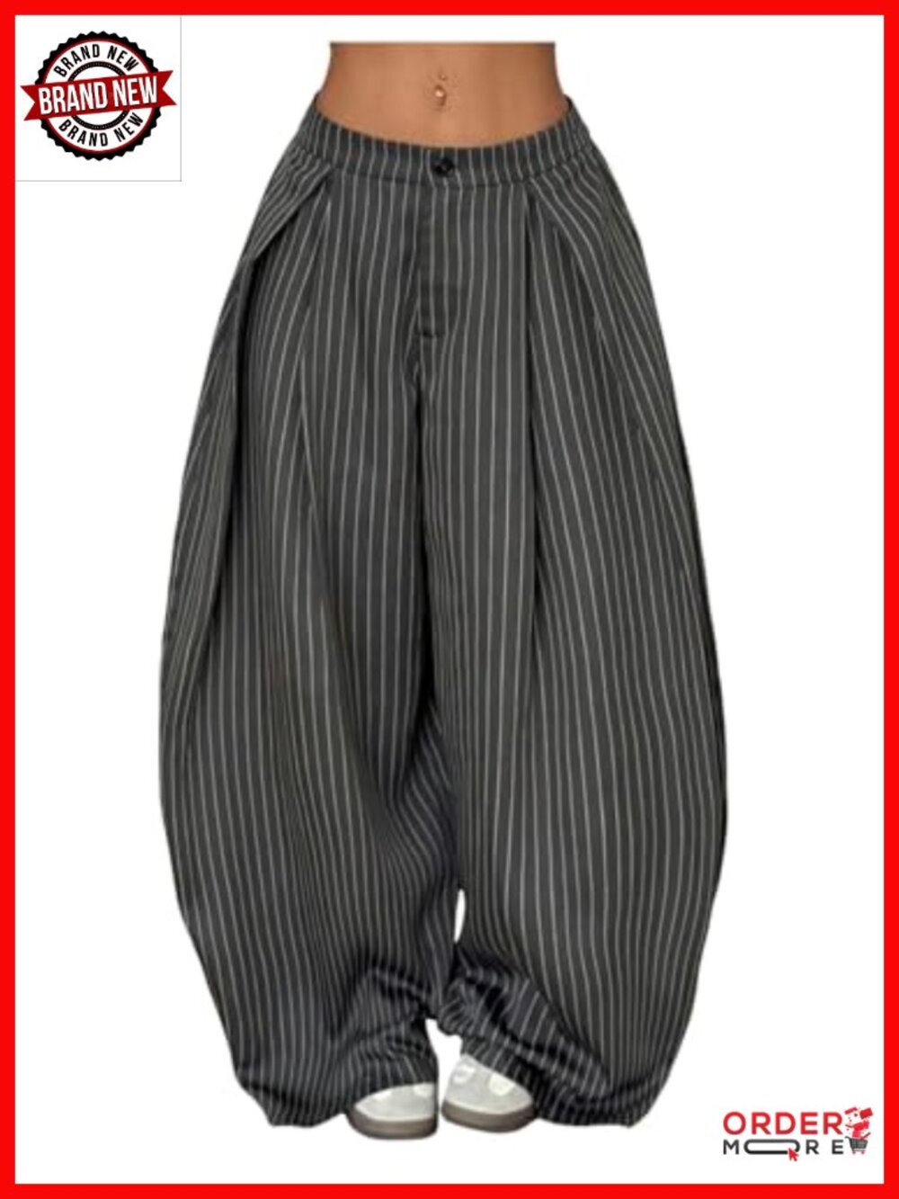 Womens High Waist Pleated Wide Leg Cargo Pants Y2K Baggy